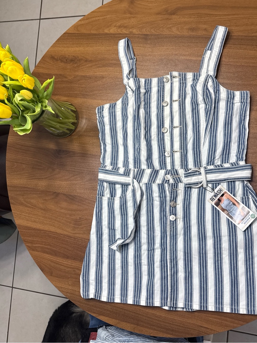 Rewash Blue and White Striped Mini Dress